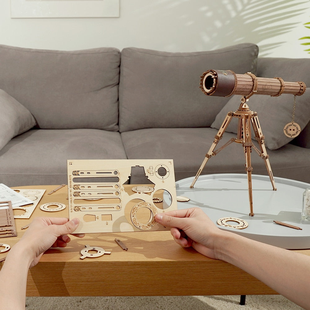 DIY 314pcs Telescopic Monocular Telescope Wooden Model Building Kits