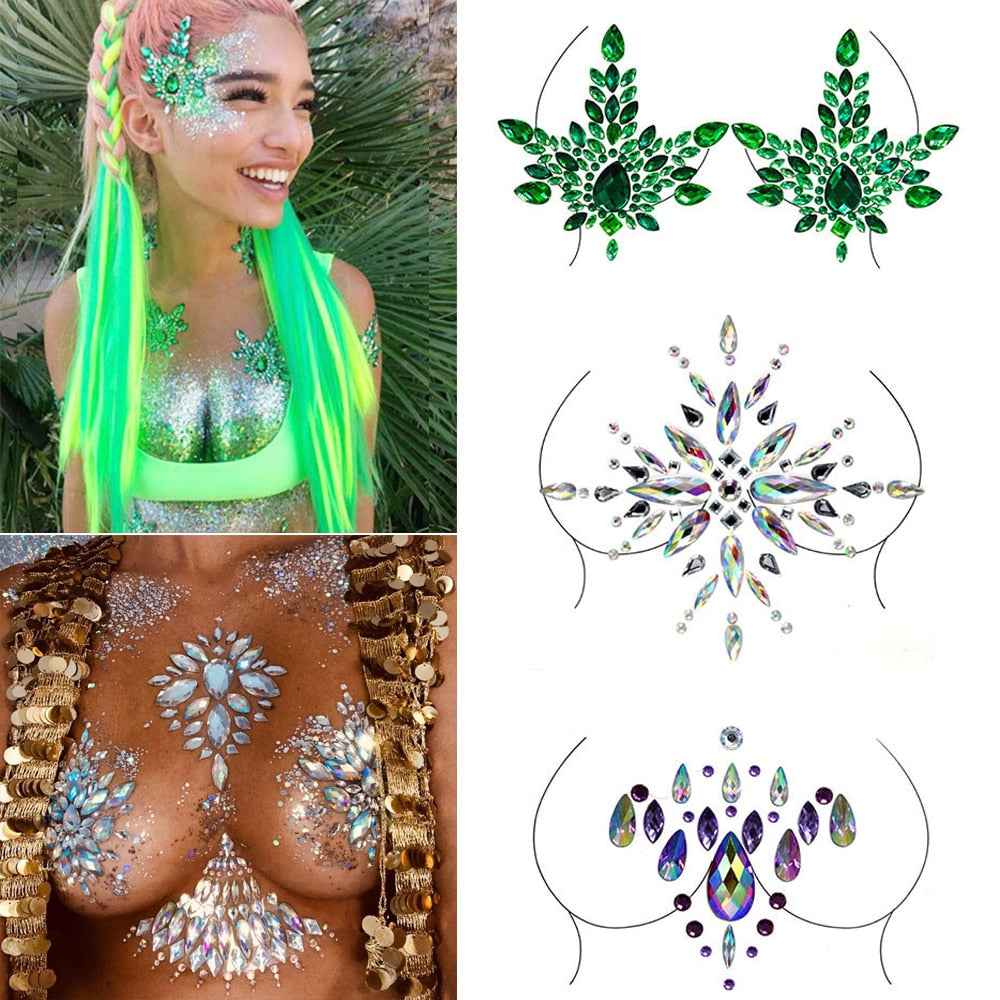 Party Ta-Tahs Chest Crystal Resin Stickers