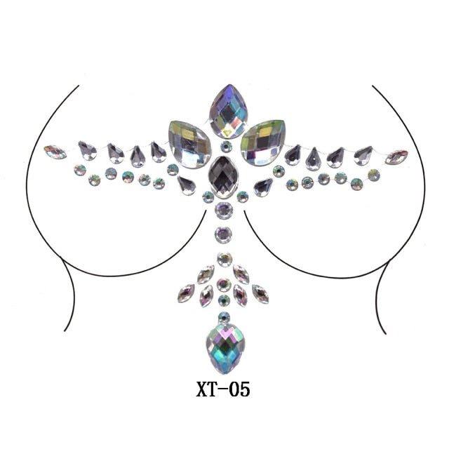 Party Ta-Tahs Chest Crystal Resin Stickers