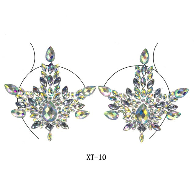 Party Ta-Tahs Chest Crystal Resin Stickers