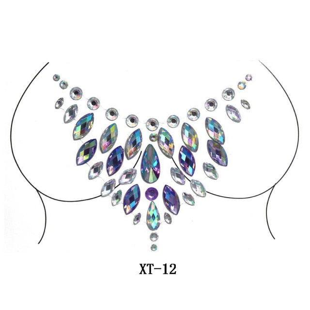 Party Ta-Tahs Chest Crystal Resin Stickers