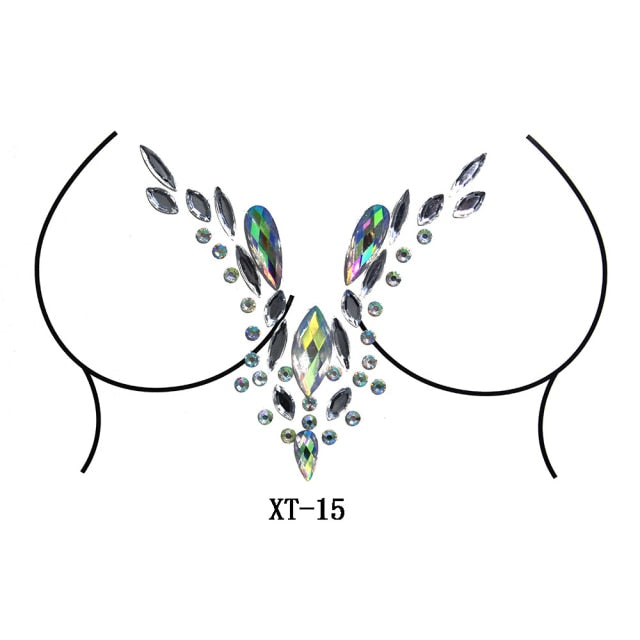 Party Ta-Tahs Chest Crystal Resin Stickers