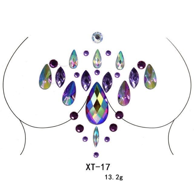 Party Ta-Tahs Chest Crystal Resin Stickers