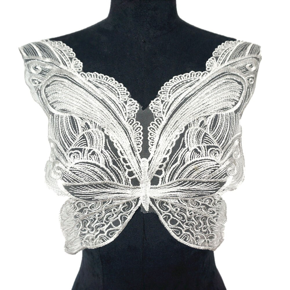 Butterfly Appliqués Mesh Lace Embroidered Trims DIY Decoration