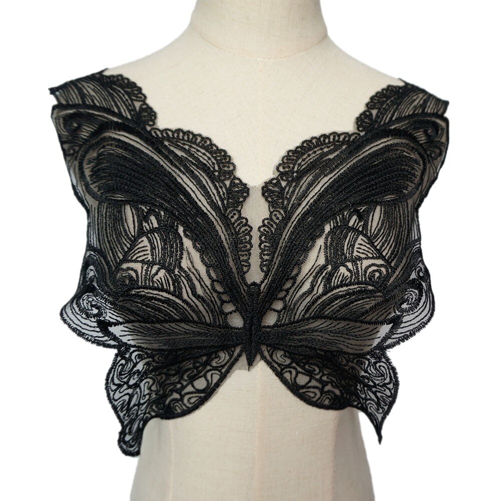 Butterfly Appliqués Mesh Lace Embroidered Trims DIY Decoration