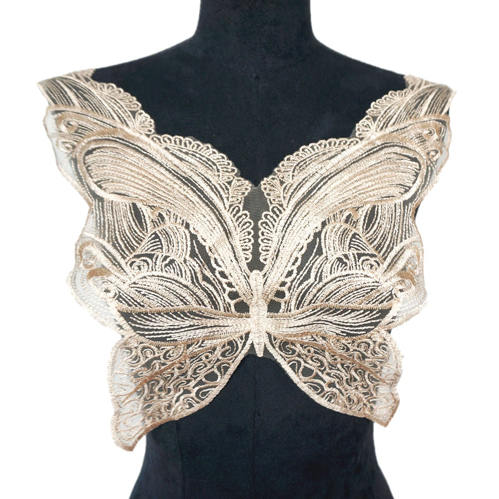 Butterfly Appliqués Mesh Lace Embroidered Trims DIY Decoration