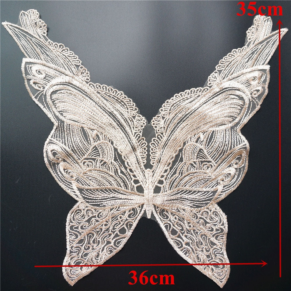 Butterfly Appliqués Mesh Lace Embroidered Trims DIY Decoration