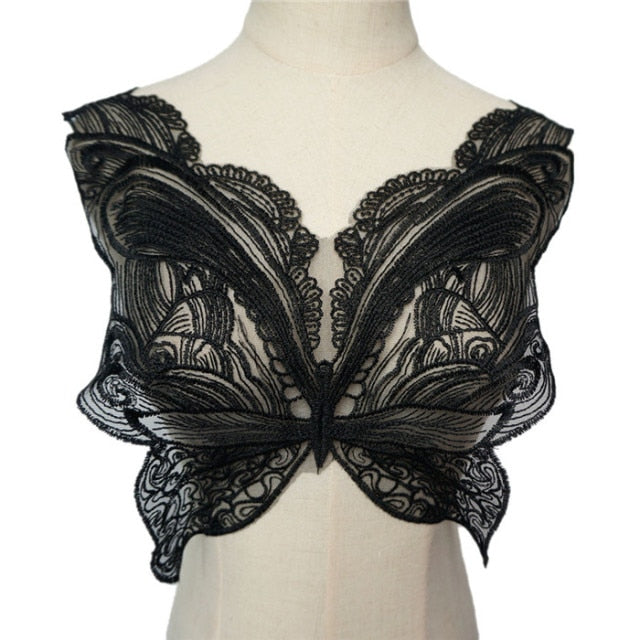 Butterfly Appliqués Mesh Lace Embroidered Trims DIY Decoration