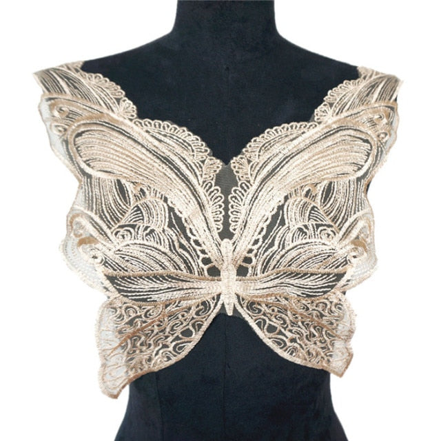 Butterfly Appliqués Mesh Lace Embroidered Trims DIY Decoration