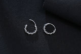 Small Huggie Hoop Earrings In Vintage Silver Mens Stainless Steel Hoops Earring