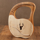 Mahogany Lyre Harp 21 Metal Strings String Instrument