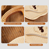 Mahogany Lyre Harp 21 Metal Strings String Instrument