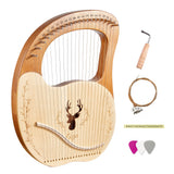 Mahogany Lyre Harp 21 Metal Strings String Instrument