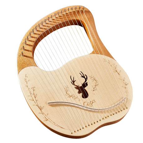 Mahogany Lyre Harp 21 Metal Strings String Instrument