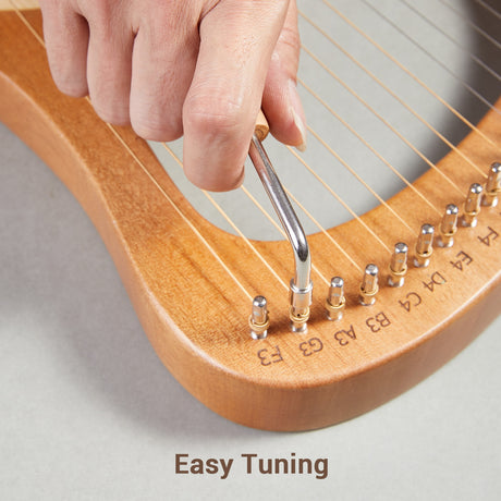 Mahogany Lyre Harp 21 Metal Strings String Instrument