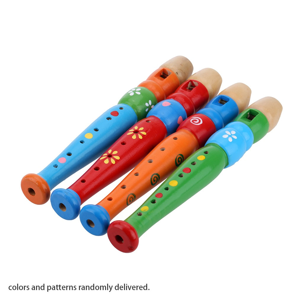 Wooden Piccolo Flute Musical Instrument Early Education Toy