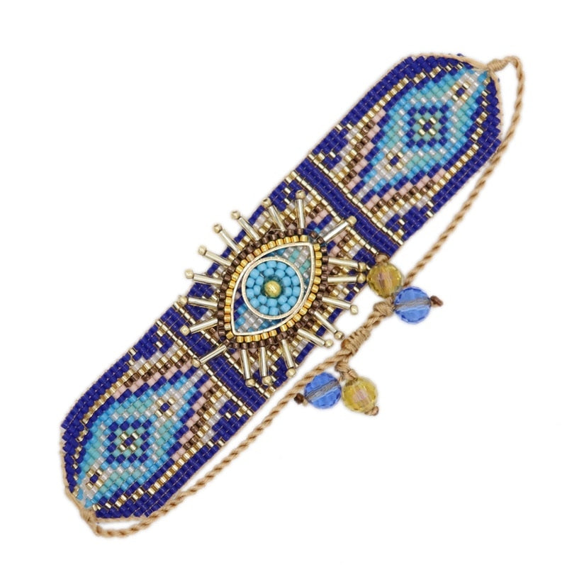 Evil Eye Handmade Glass Seed Bracelets