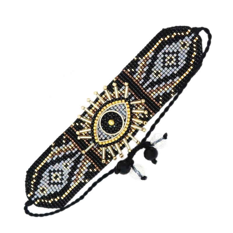 Evil Eye Handmade Glass Seed Bracelets