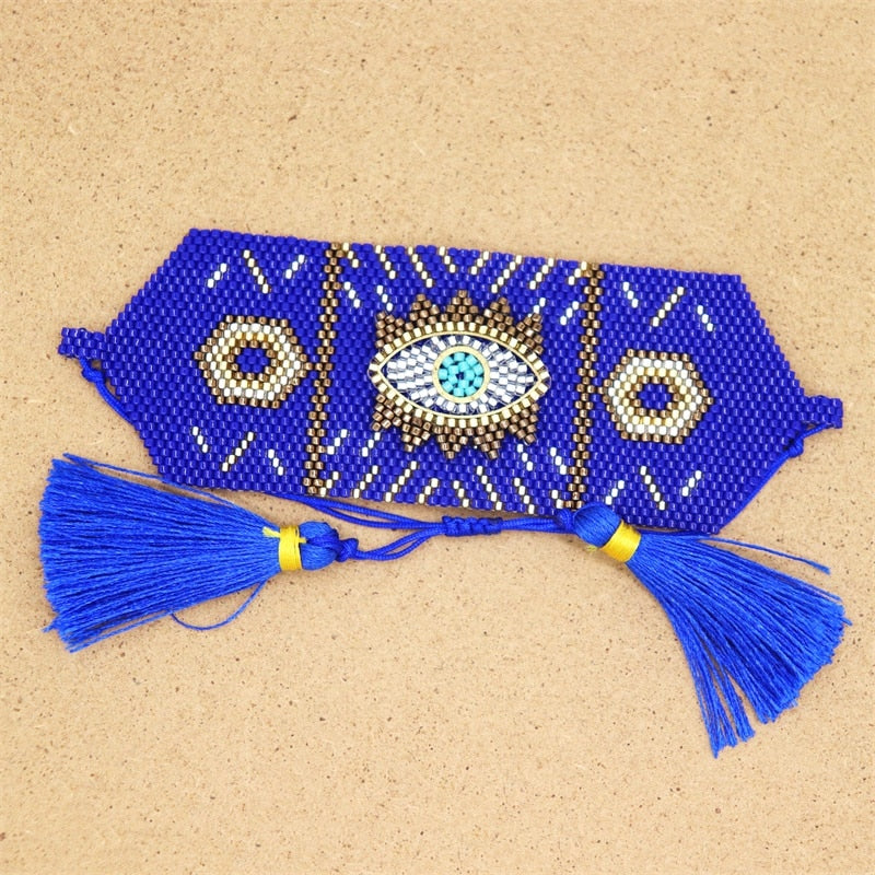 Evil Eye Handmade Glass Seed Bracelets