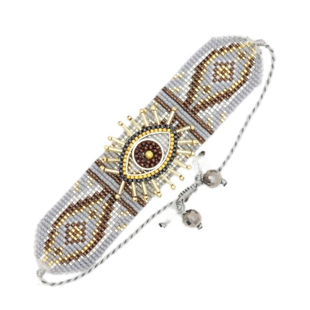 Evil Eye Handmade Glass Seed Bracelets
