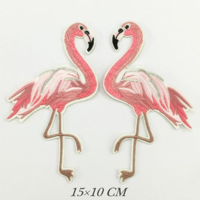Pair Birds Embroidered Appliqués Iron-On Patches Phoenix/Flamingo/Swallows/etc