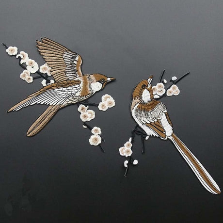 Pair Birds Embroidered Appliqués Iron-On Patches Phoenix/Flamingo/Swallows/etc