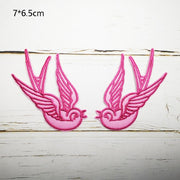 Pair Birds Embroidered Appliqués Iron-On Patches Phoenix/Flamingo/Swallows/etc