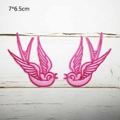 Pair Birds Embroidered Appliqués Iron-On Patches Phoenix/Flamingo/Swallows/etc