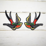 Pair Birds Embroidered Appliqués Iron-On Patches Phoenix/Flamingo/Swallows/etc