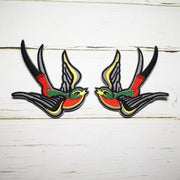 Pair Birds Embroidered Appliqués Iron-On Patches Phoenix/Flamingo/Swallows/etc