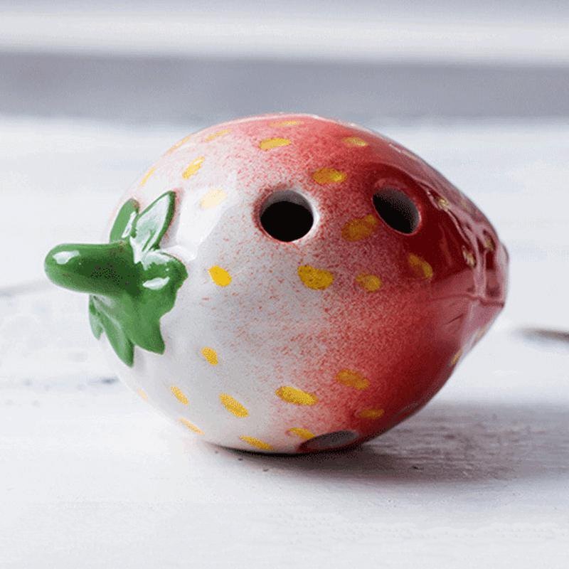 Strawberry Ocarina 6 Holes Handmade Ceramic Beginners Ac Tone Orff Instrument