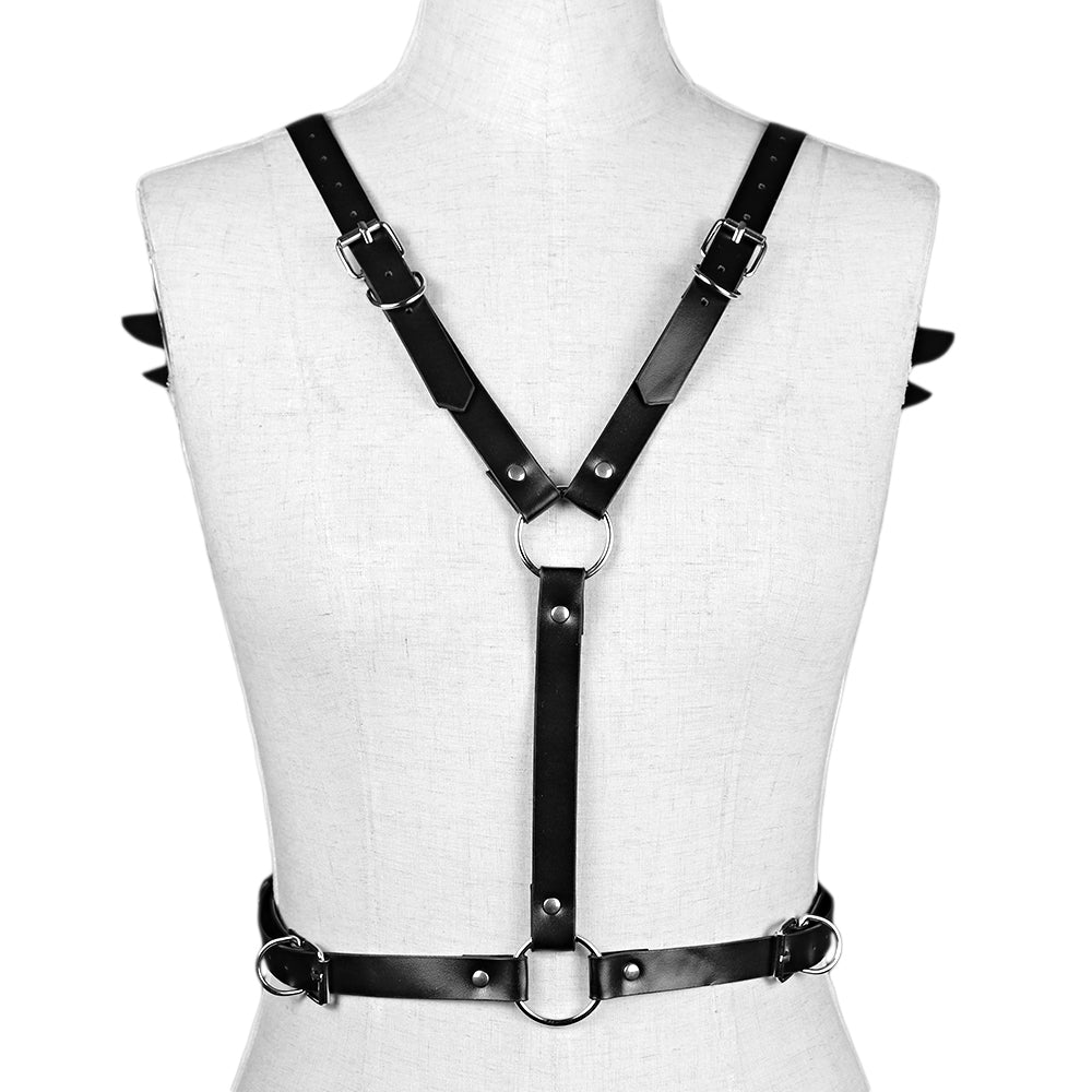 Angel Wing Leather Harness Cage Belts