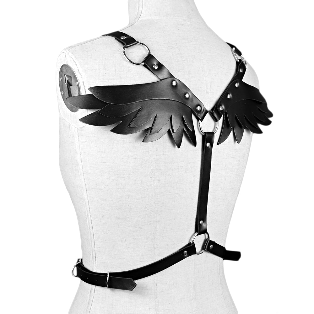 Angel Wing Leather Harness Cage Belts