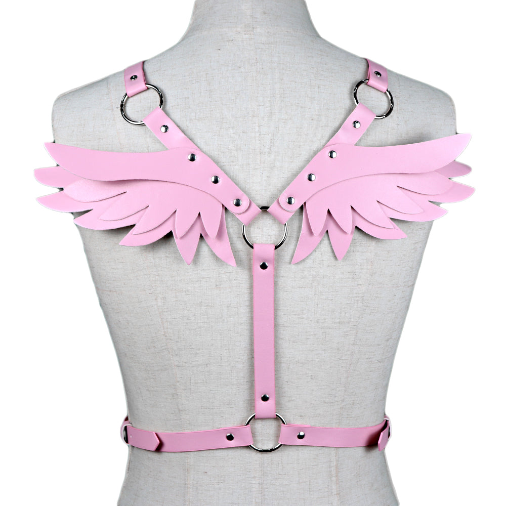 Angel Wing Leather Harness Cage Belts