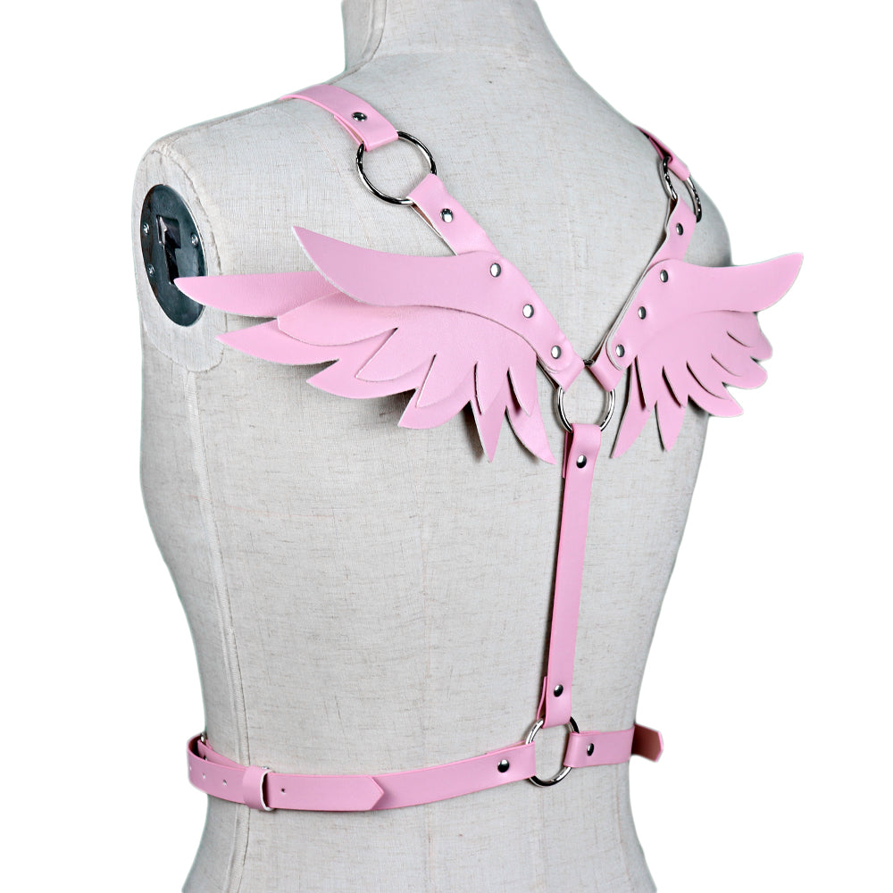Angel Wing Leather Harness Cage Belts