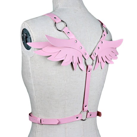 Angel Wing Leather Harness Cage Belts