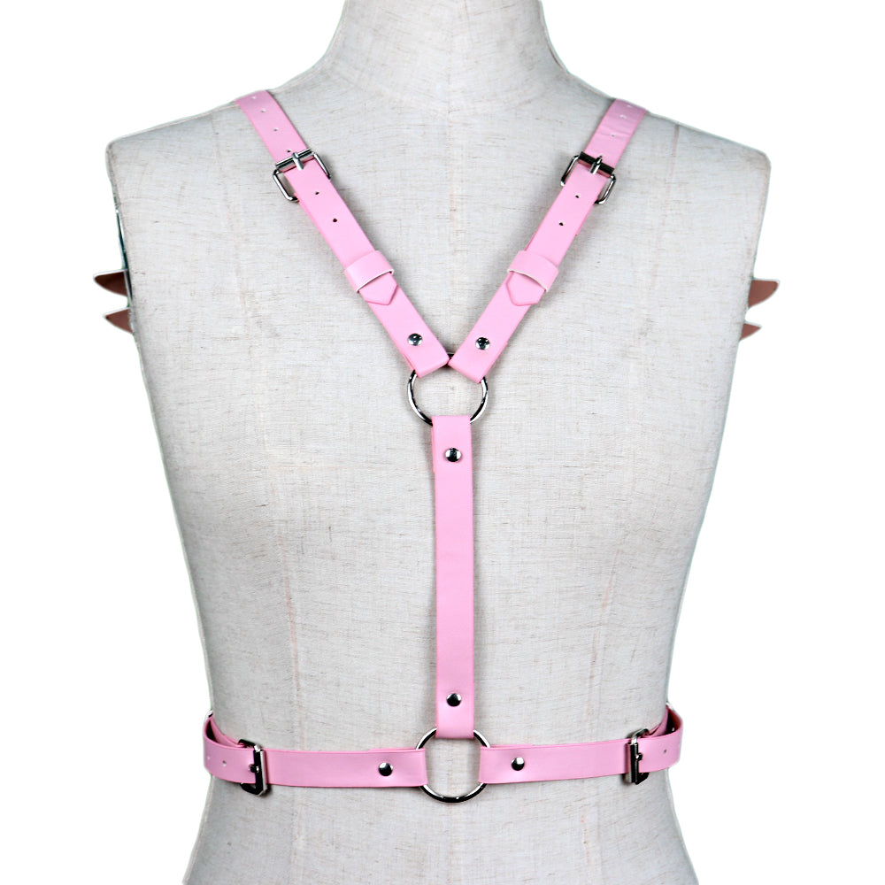 Angel Wing Leather Harness Cage Belts