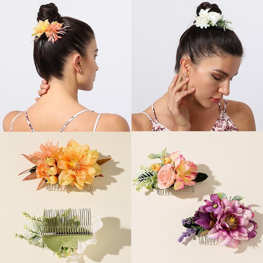 Two Floral Wreath Hair Combs