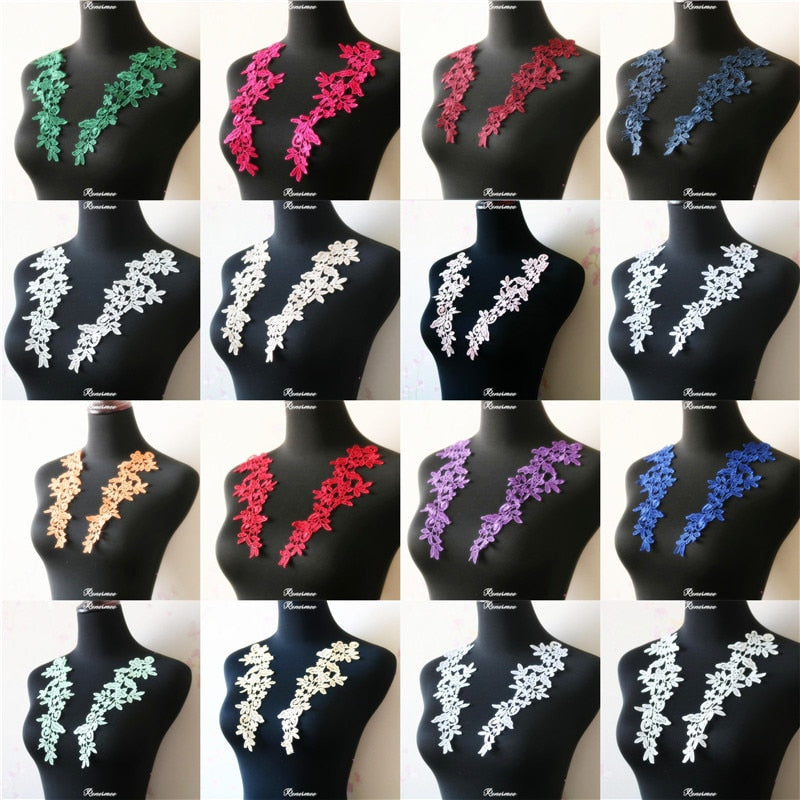 5Pairs/10pcs Lace Flower Appliqué Trims