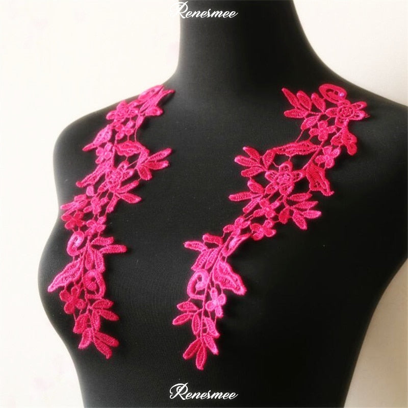 5Pairs/10pcs Lace Flower Appliqué Trims