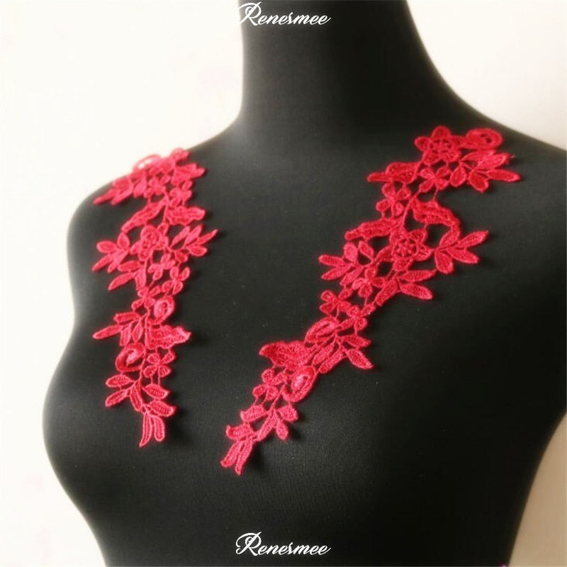 5Pairs/10pcs Lace Flower Appliqué Trims