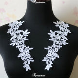 5Pairs/10pcs Lace Flower Appliqué Trims
