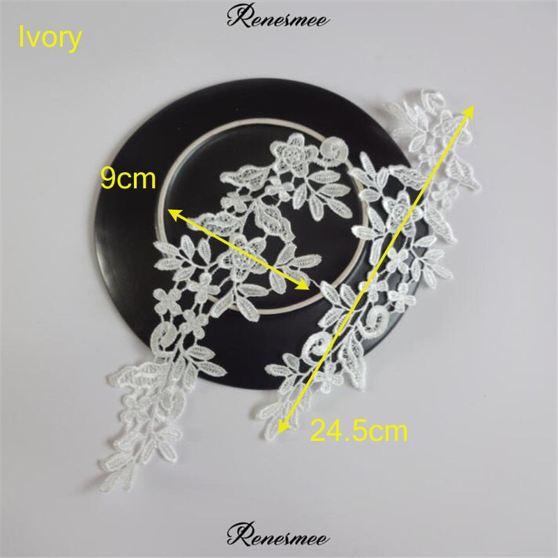 5Pairs/10pcs Lace Flower Appliqué Trims