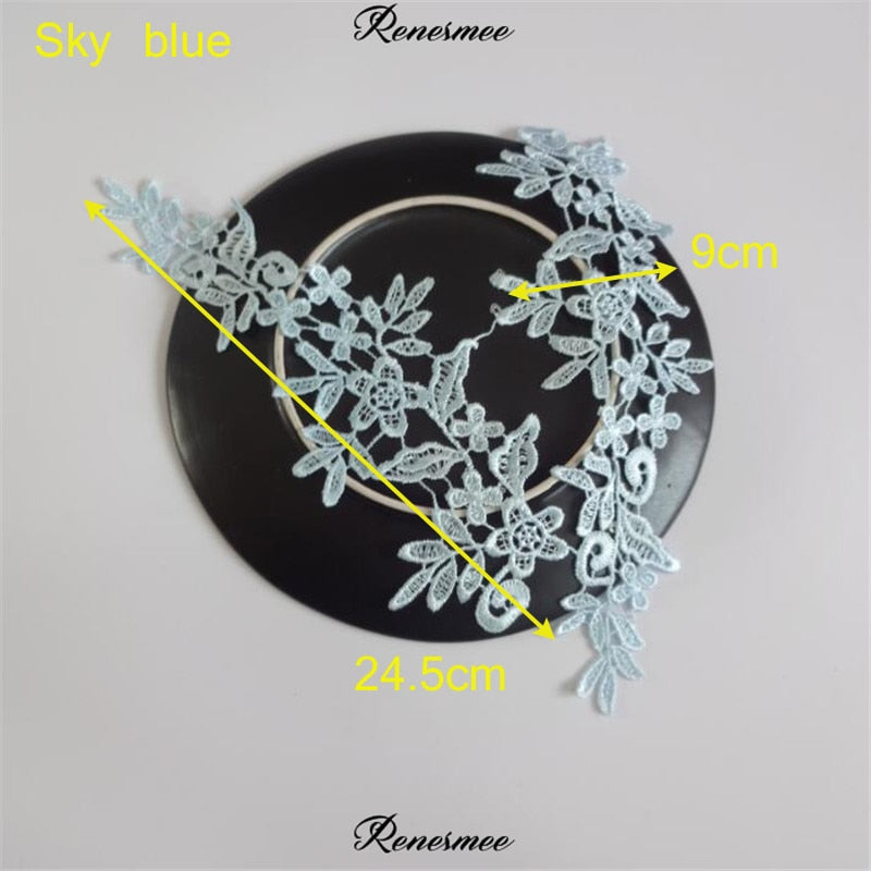 5Pairs/10pcs Lace Flower Appliqué Trims