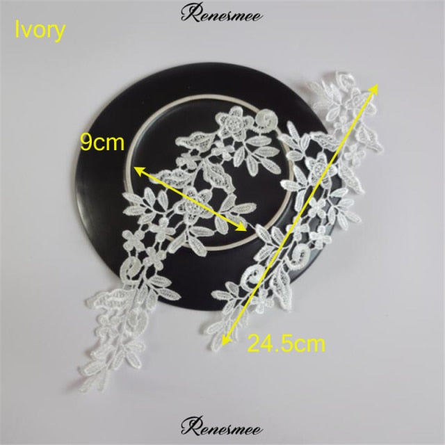 5Pairs/10pcs Lace Flower Appliqué Trims