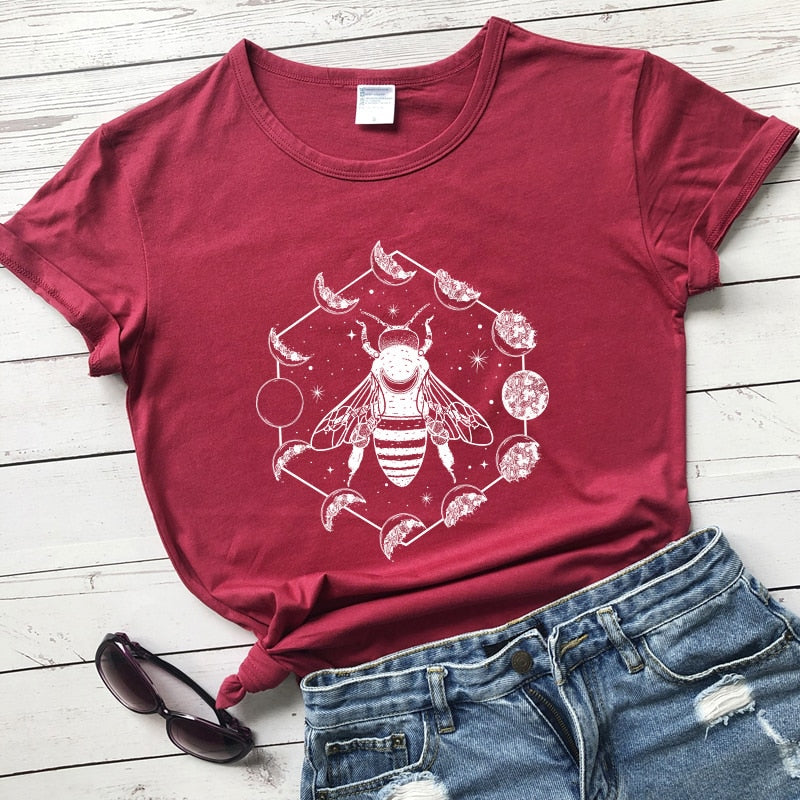Mystical Moon Phases Bee T-shirt