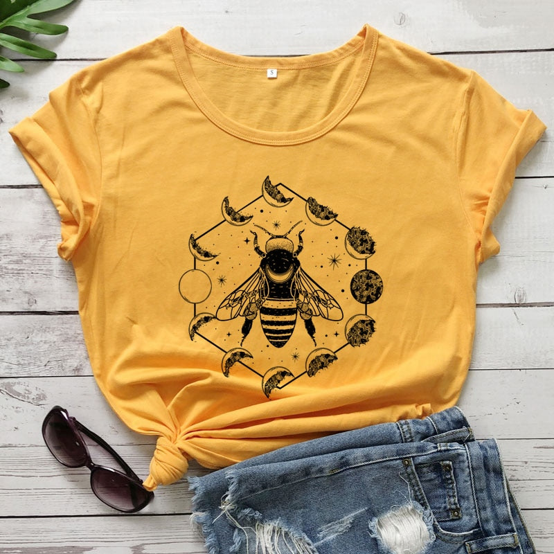 Mystical Moon Phases Bee T-shirt