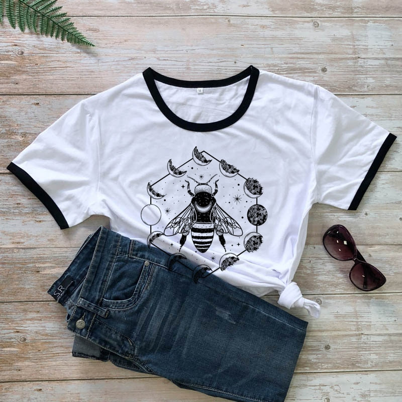 Mystical Moon Phases Bee T-shirt