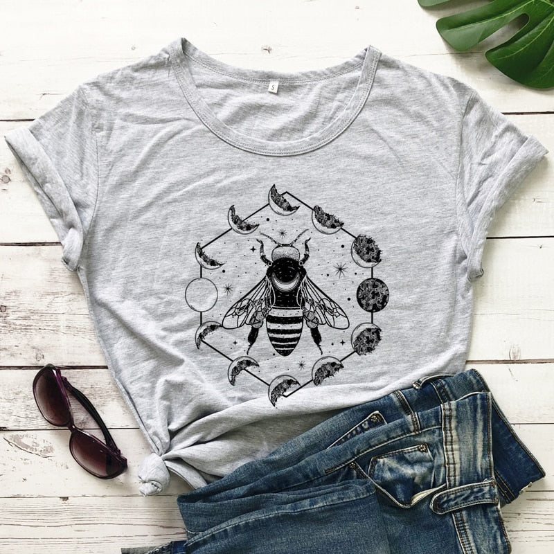 Mystical Moon Phases Bee T-shirt