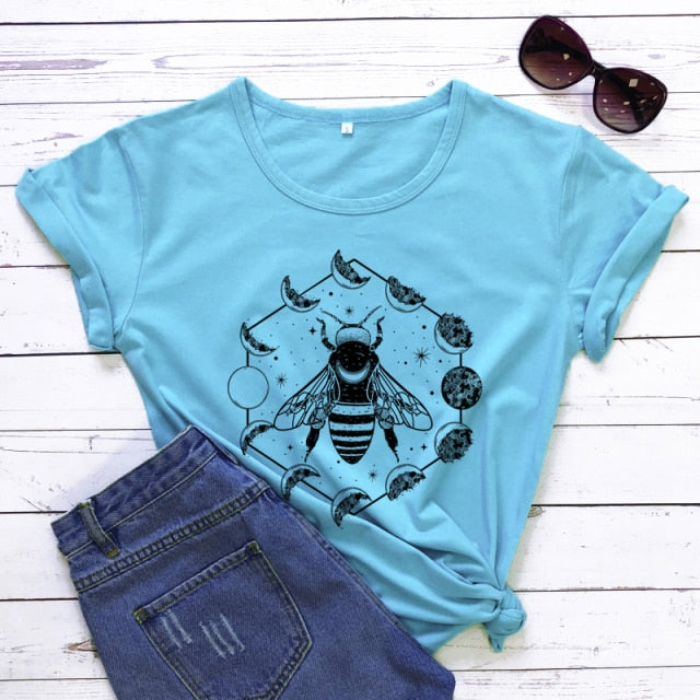 Mystical Moon Phases Bee T-shirt